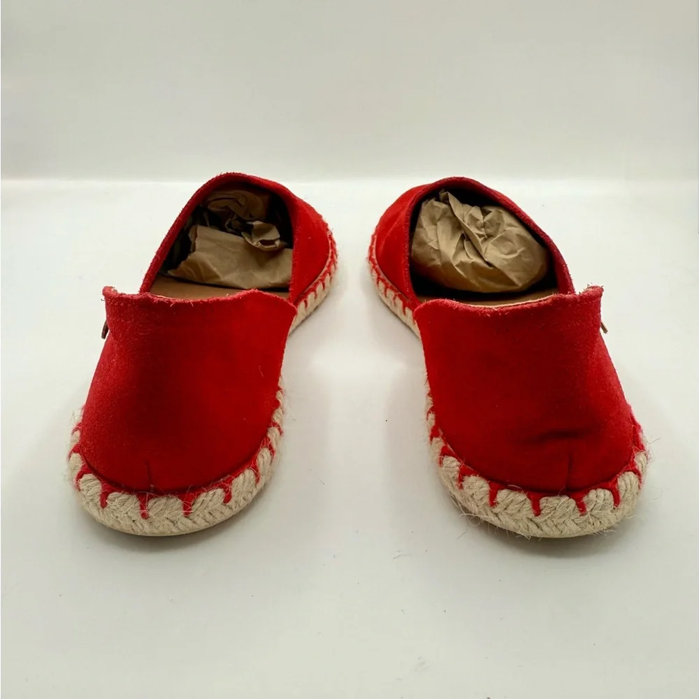 Red Women’s Espadrilles Slip-Ons - Suede Casual Flats